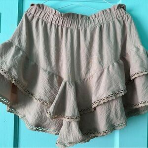 Tiered Ruffle Mini Skirt in Taupe